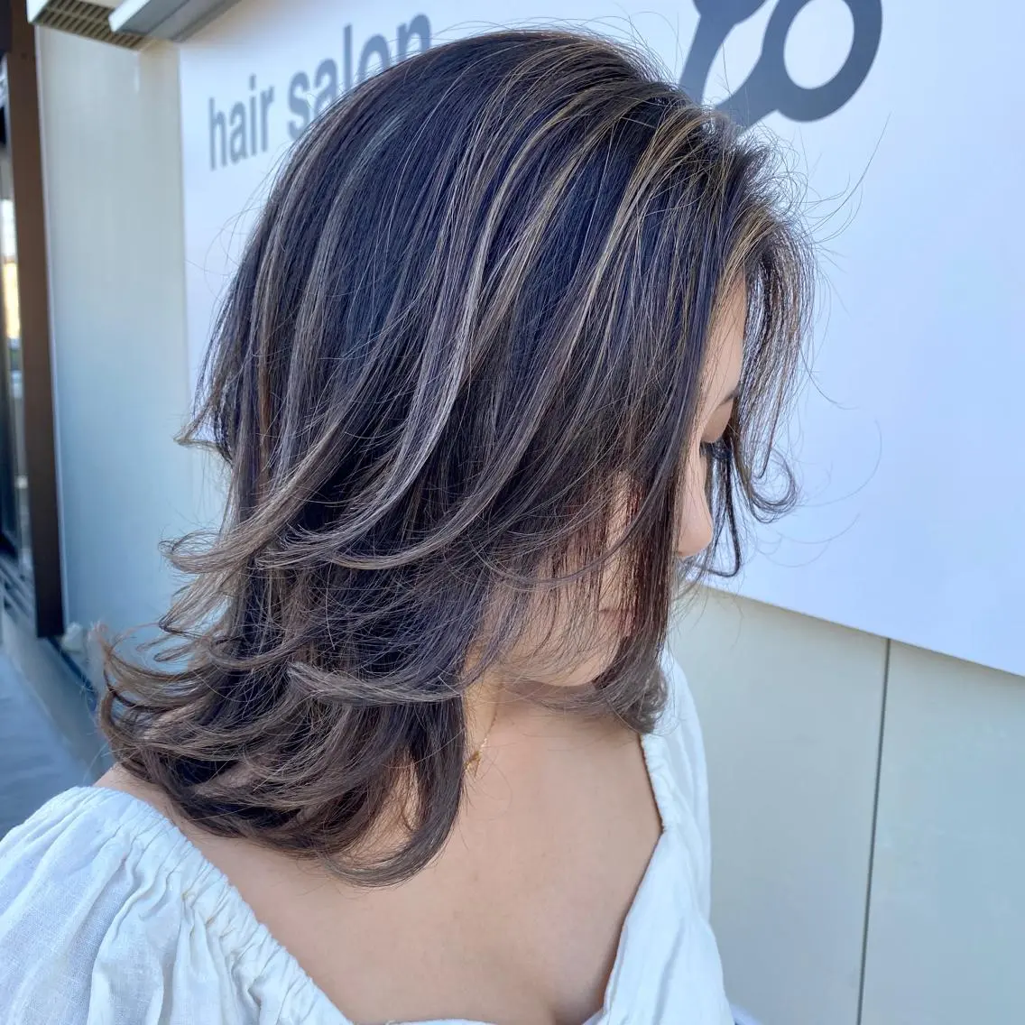 セミロング カラー ハイライトカラー ハイライト 佐藤 輝幸のヘアスタイル