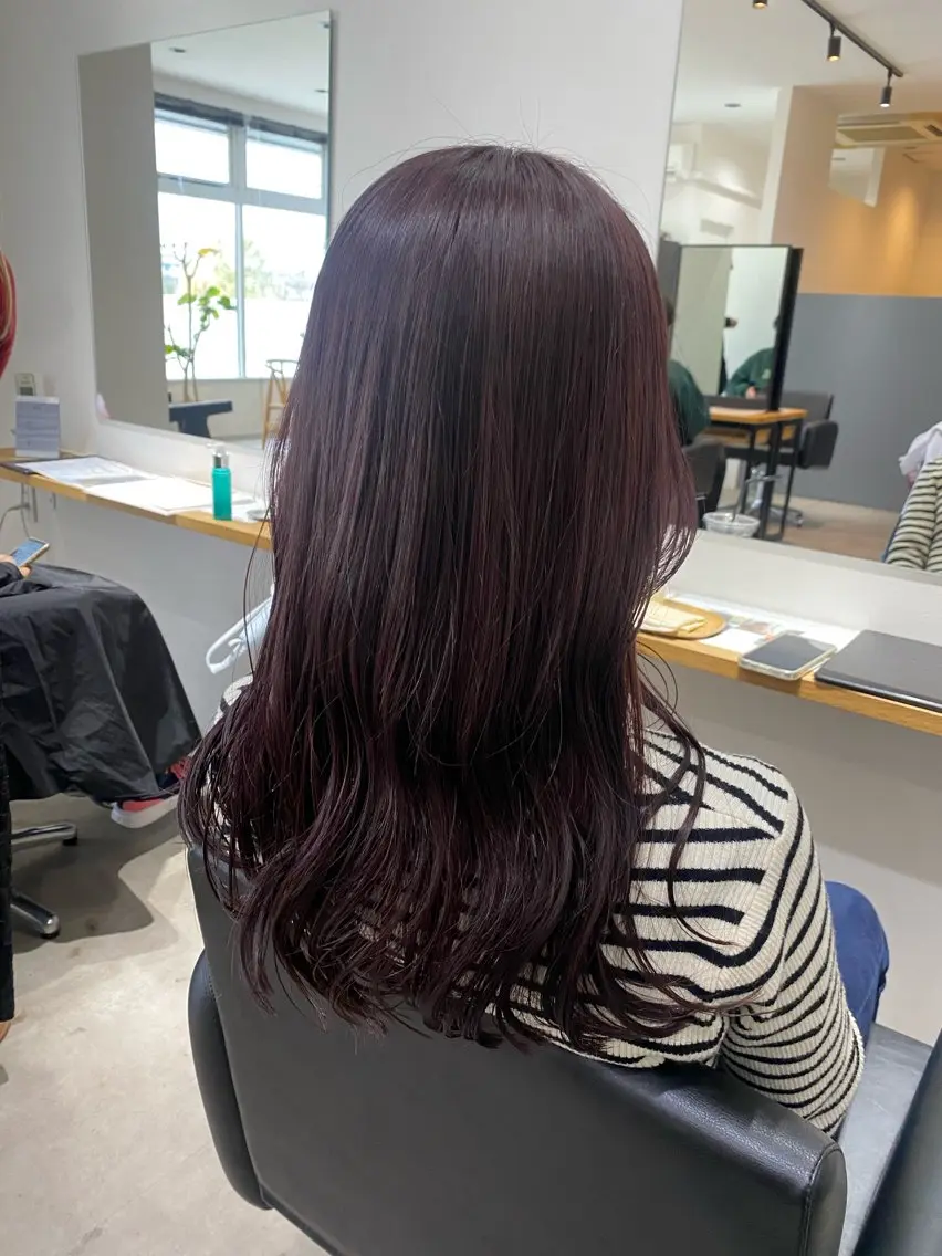 ロング パープルカラー カット ヘアカラー 韓国風hair💕 Kanonのヘアスタイル