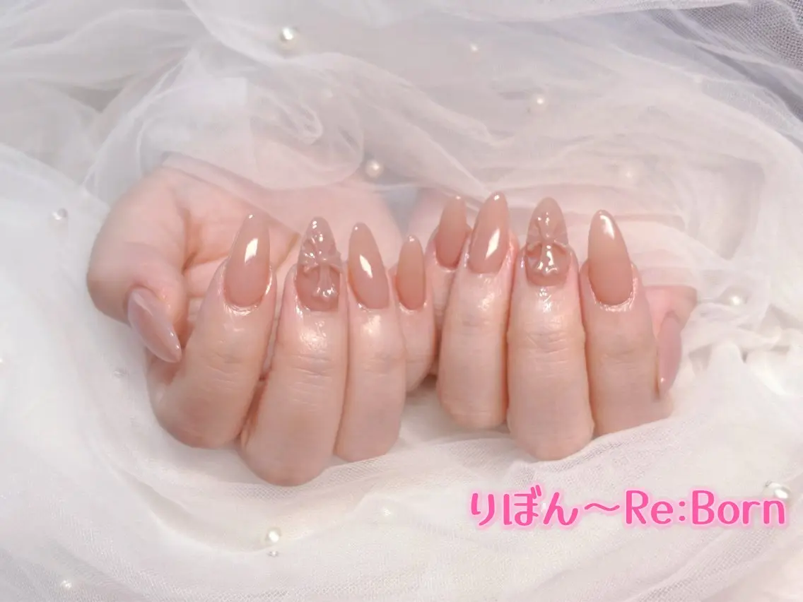 ミディアム 入学式 卒業式のヘアスタイル 韓国風ヘア ハンドネイル りぼん Re:Bonrのネイルデザイン