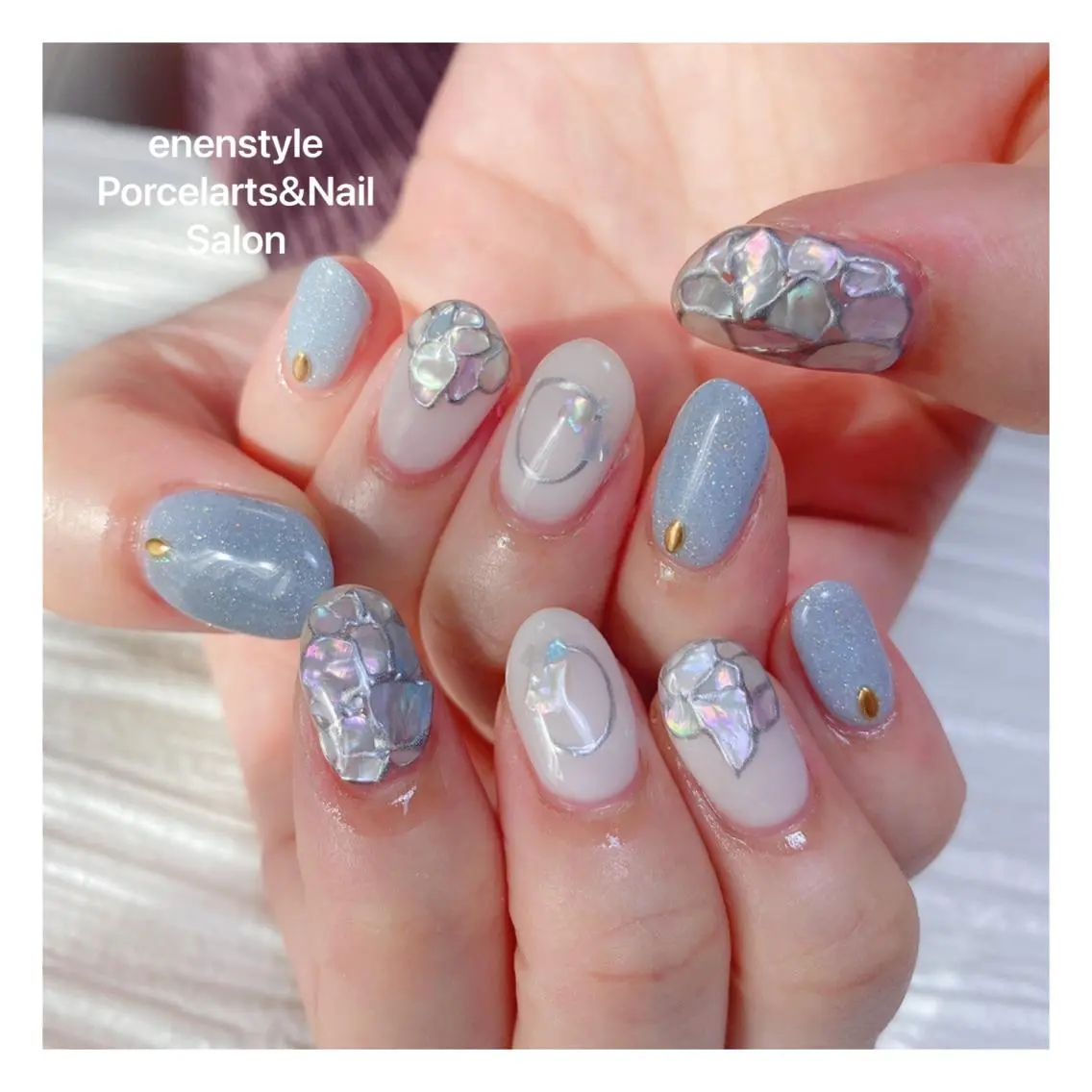 ミディアム ネイル ハンドネイル 🐾enen style 🐾のネイルデザイン