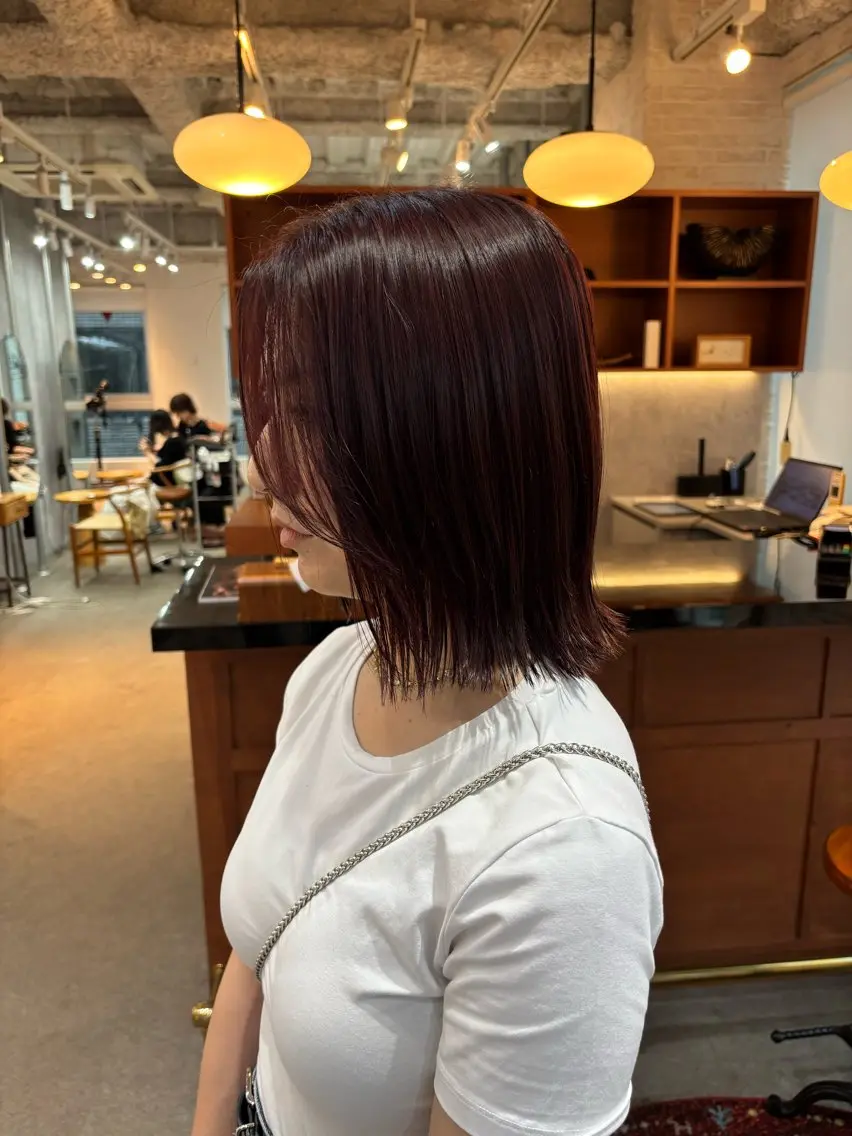ミディアム カット ヘアカラー 柳坪 まなのヘアスタイル