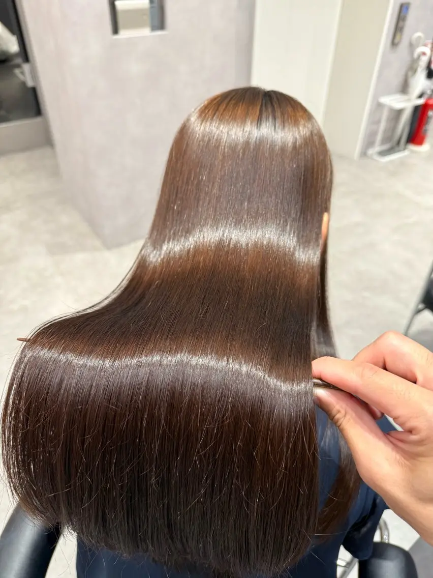 ロング カラー パーマ ヘアアレンジ 髪質改善 縮毛矯正 トリートメント ストレートパーマ カット ヘアカラー 縮毛矯正 トリートメント 縮毛矯正/髪質改善/ ブリーチ毛/木元渓太のヘアスタイル