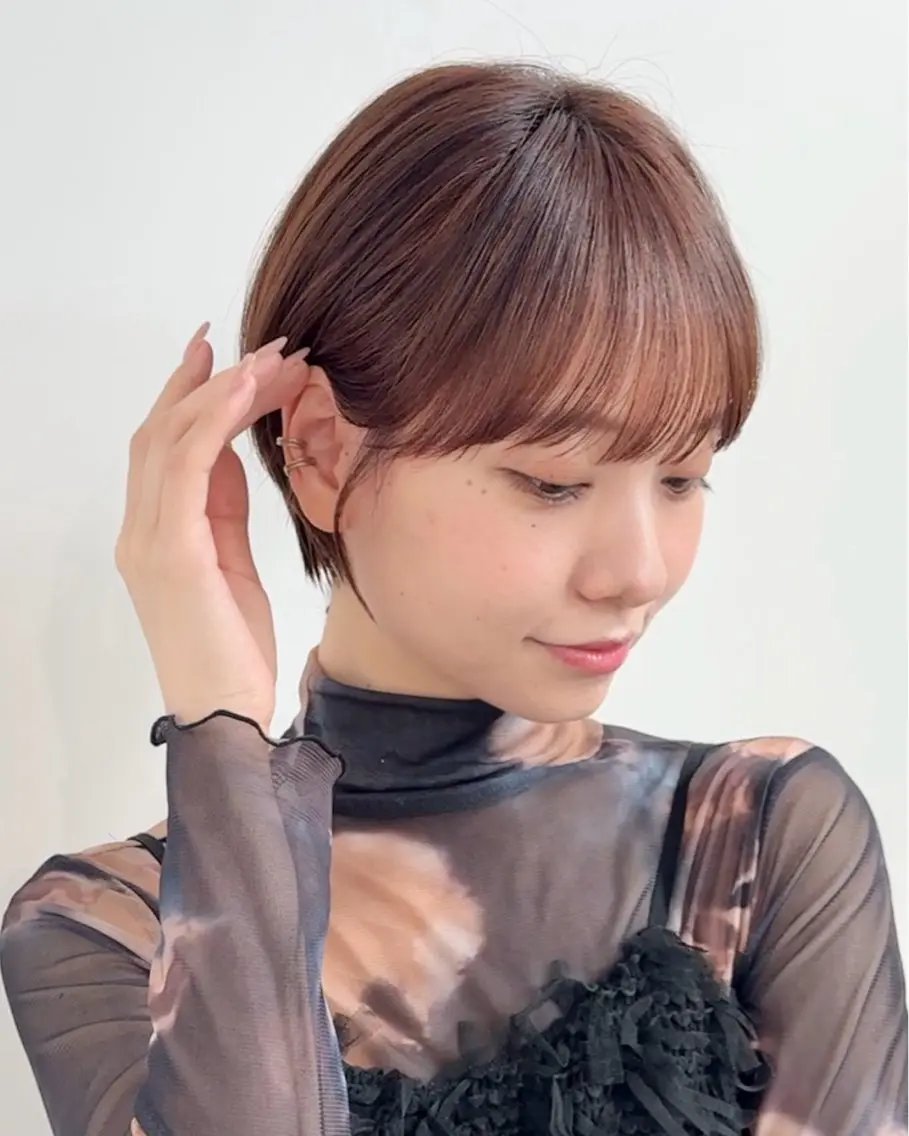 ショート カラー ショートボブ 丸みショート ボブ 似合わせカット ショートヘア カット ヘアカラー トリートメント ショート/ボブ/パー マ原宿🪷Akinaのヘアスタイル