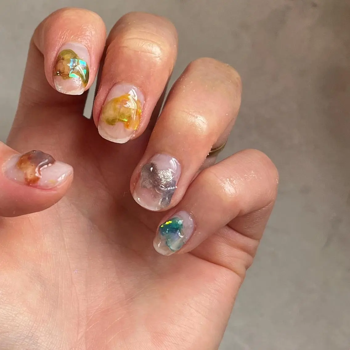 ネイル クリアネイル ぷっくりネイル 夏ネイル フリーランス¨̮⃝ ネイリストOKADAのネイルデザイン