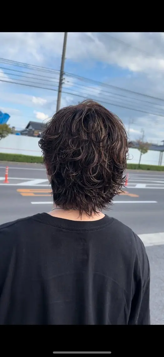 ミディアム パーマ メンズ 米谷 理玖のヘアスタイル