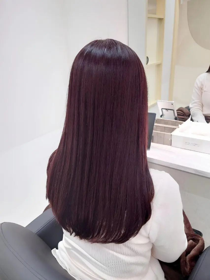 セミロング カラー ボルドーカラー 三宮/艶髪カラー /縮毛矯正/北條弘樹のヘアスタイル