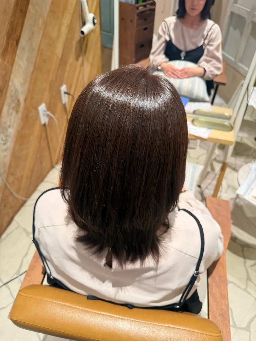 ミディアム カラー ヘアアレンジ 艶髪白髪染め★ 野口心花のヘアスタイル
