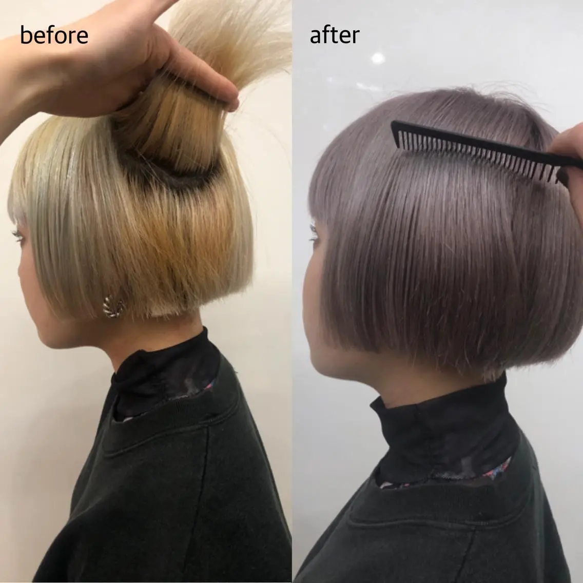 ショート カラー ブロンド ホワイトブロンド 桑原 菜摘のヘアスタイル