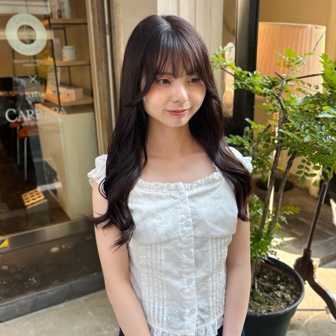 ロング カラー ブラウンカラー オレンジ 韓国風ヘア ロング カット ヘアカラー トリートメント 芦刈 咲来のヘアスタイル