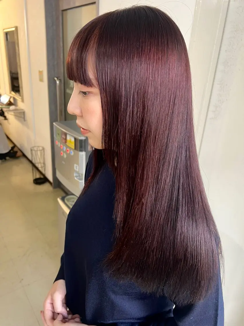 カラー ブリーチ レッドカラー Sherry/R 三川町 ayakaのヘアスタイル