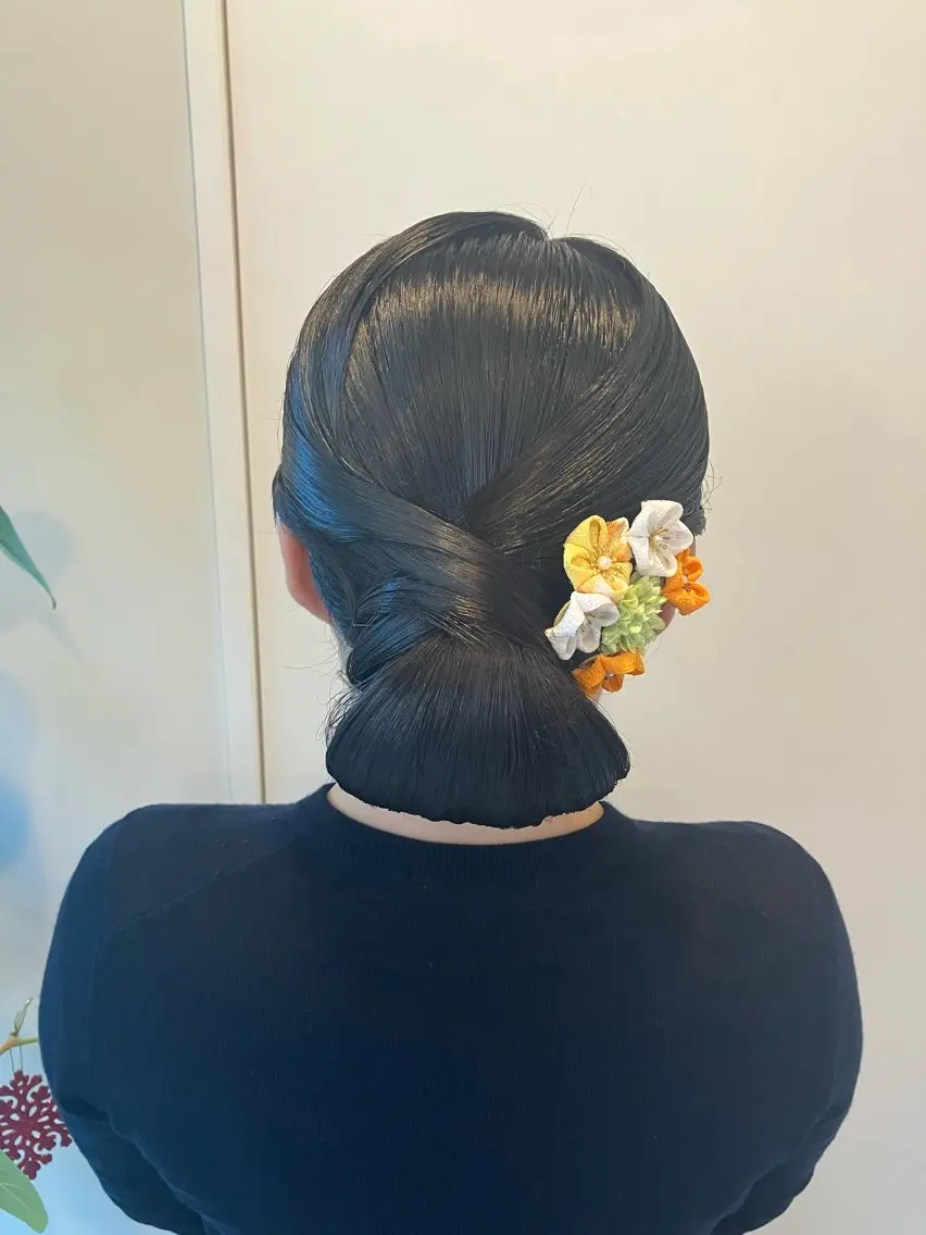 ロング ヘアアレンジ 着物ヘア Hair&Make Nahoのマツエク・マツパデザイン