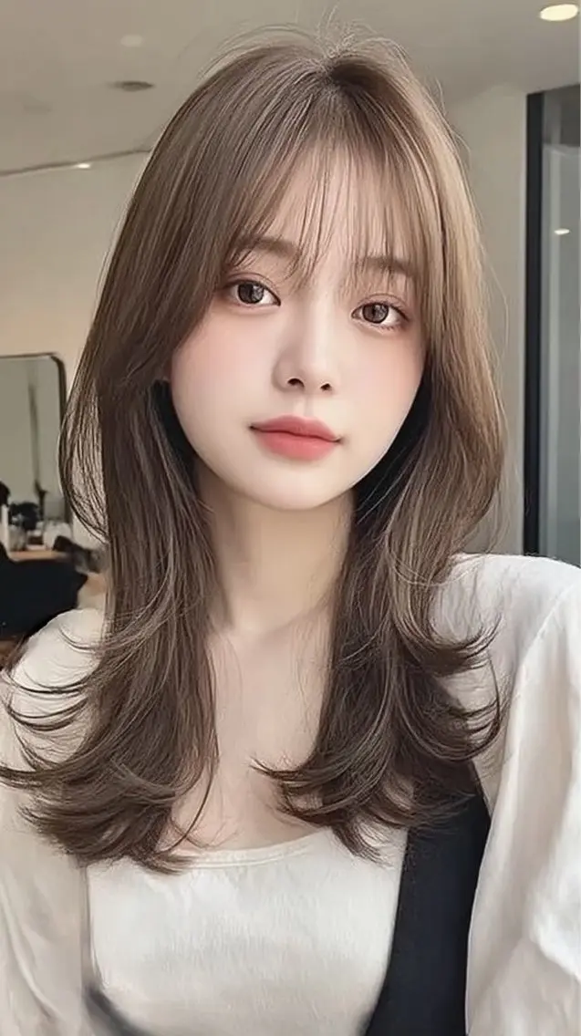 ロング 縮毛矯正 絶対綺麗な暖色カラー 🎯あります✨増渕✨のヘアスタイル