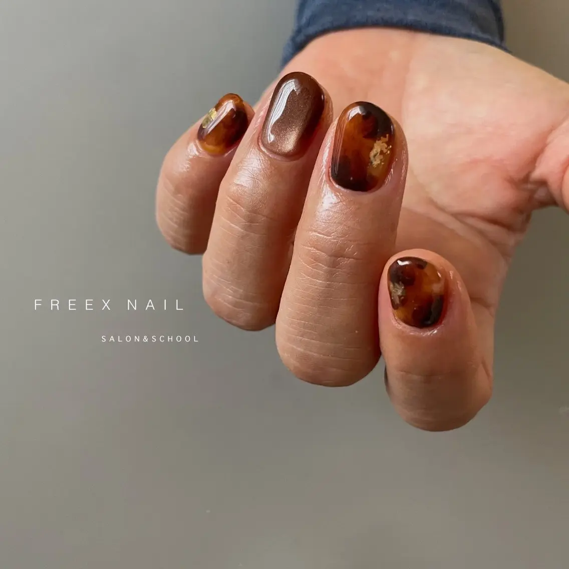 ネイル べっ甲ネイル ハンドネイル ハンドケア freex nail /ニュアンス/個性派のネイルデザイン
