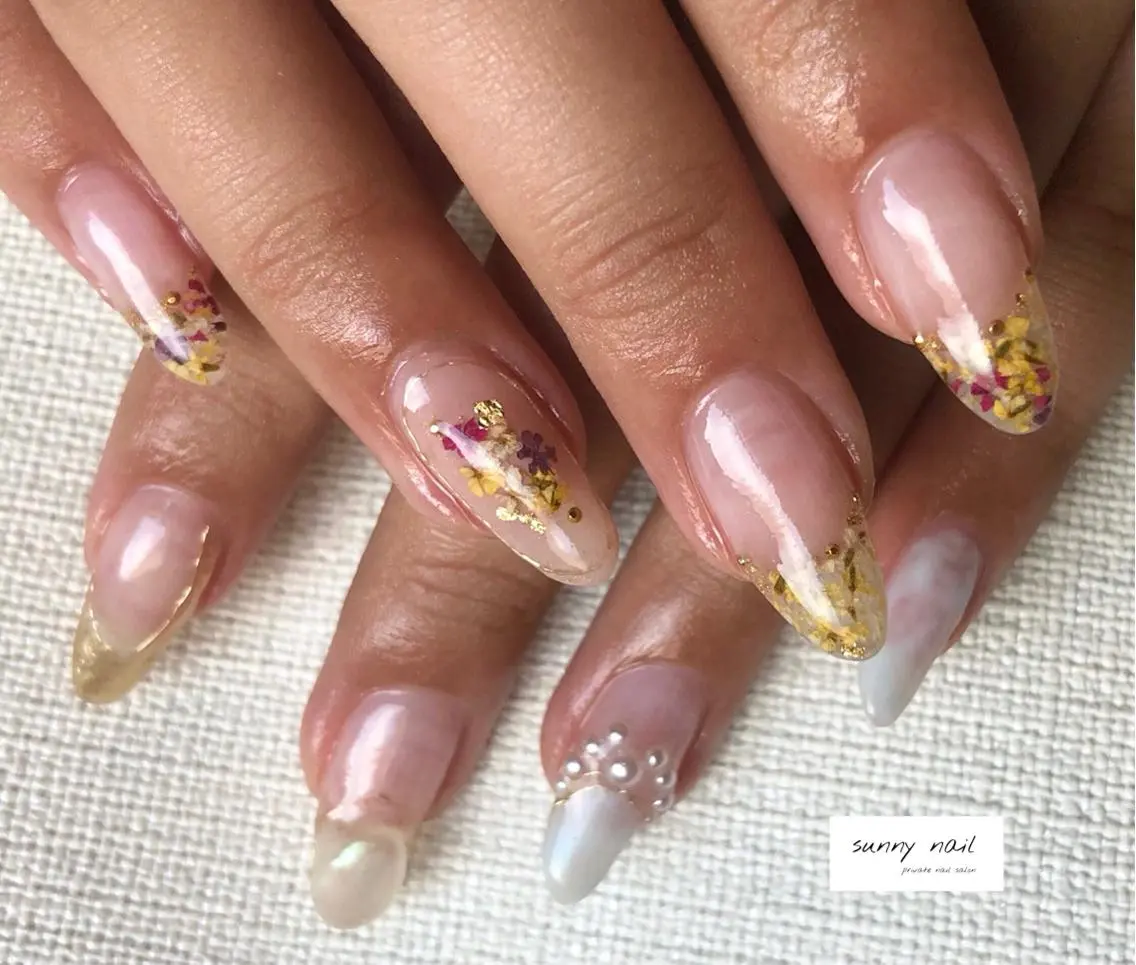 ネイル アートネイル ジェルネイル ミラーネイル ニュアンスネイル パラジェル sunny nailのネイルデザイン