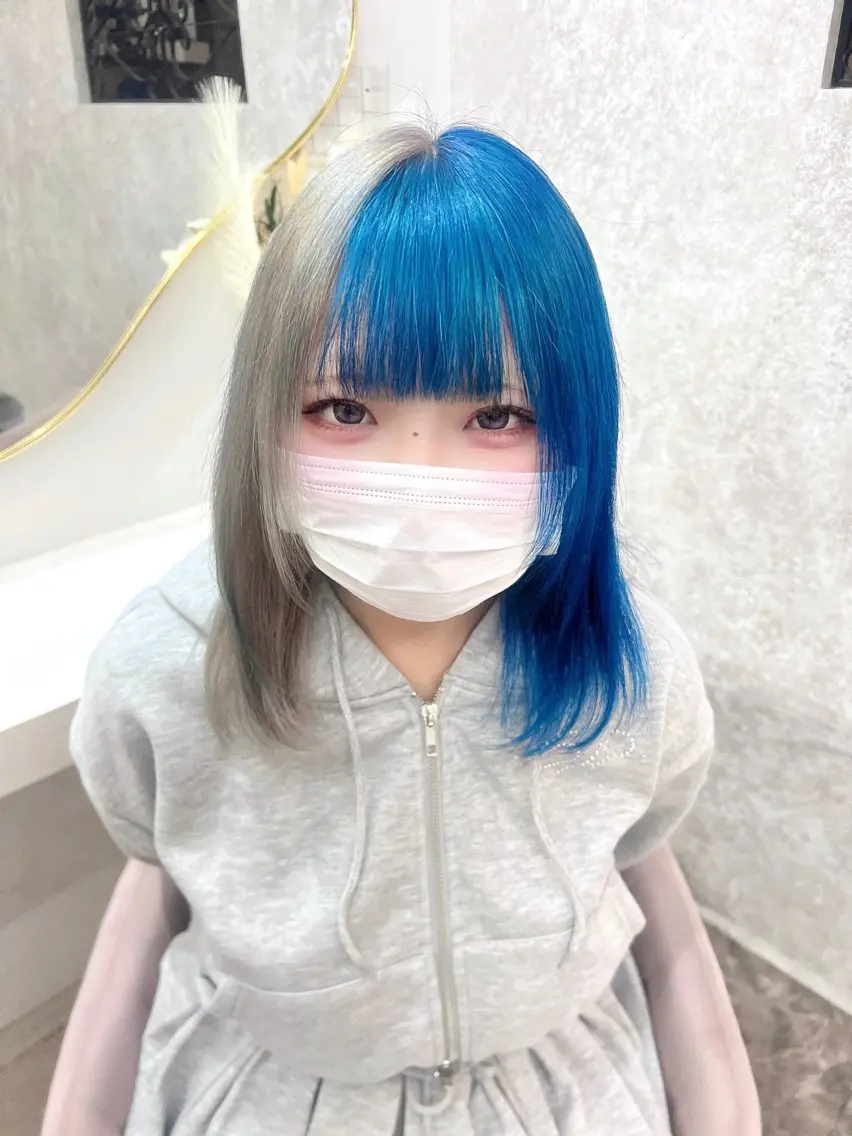 ミディアム ヘアカラー 💓Yuri💓 ハイトーン/デザインのヘアスタイル