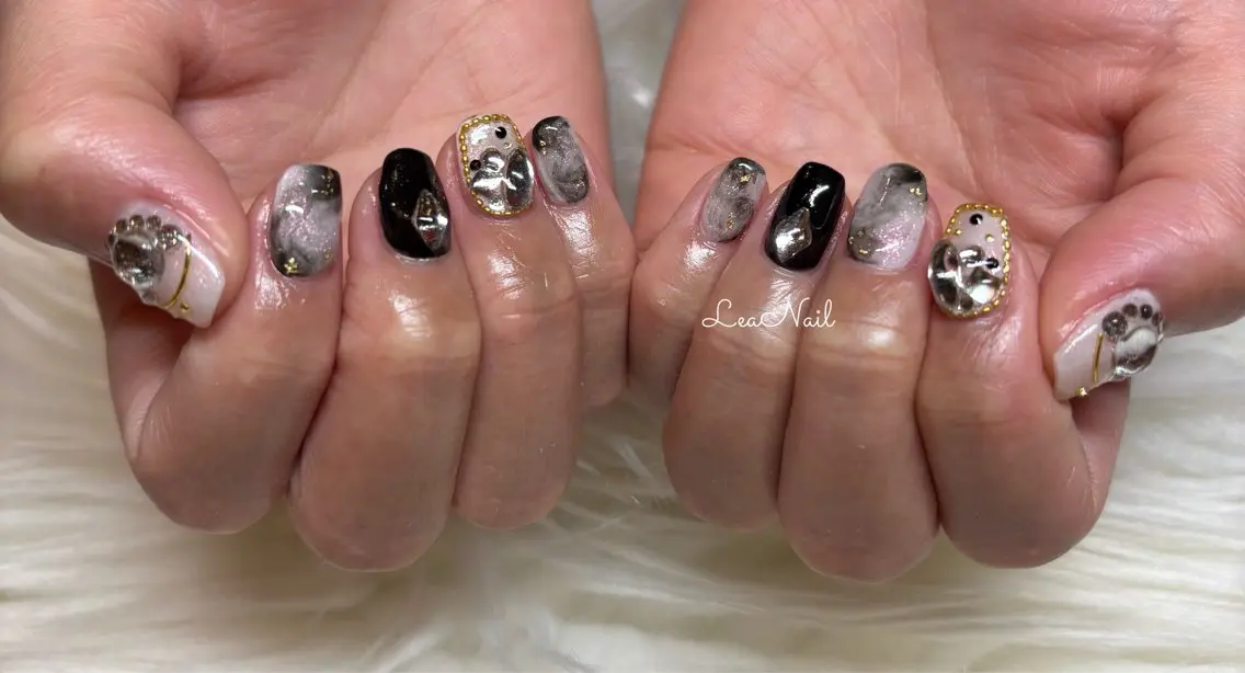ネイル 大理石ネイル(マーブル) 持ち込み Lea Nailのネイルデザイン