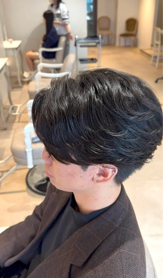 メンズ フェザーパーマ メンズパーマ カット パーマ Rukiua ／名駅／メンズパーマのヘアスタイル