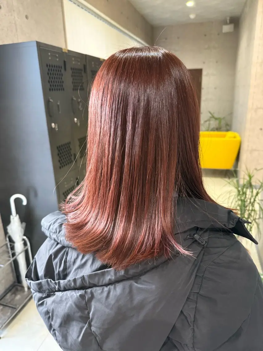 ミディアム カラー オレンジ ピンクカラー カット ヘアカラー 廣瀬 愛のヘアスタイル