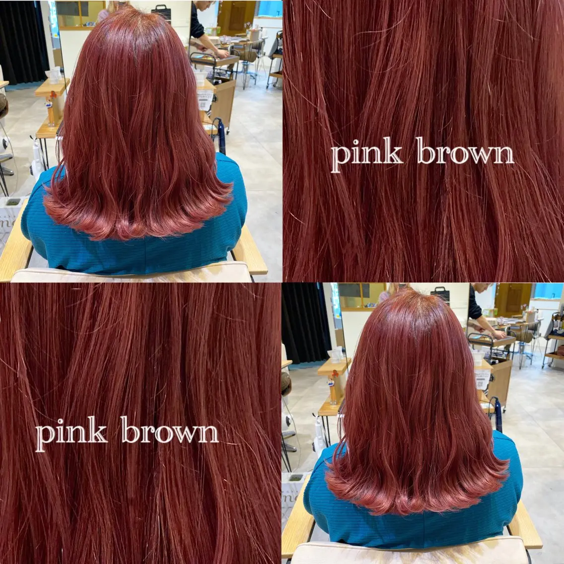 セミロング カラー ブリーチ ブラウンカラー ピンクカラー ピンクブラウン カット ヘアカラー 南上 野々佳のヘアスタイル