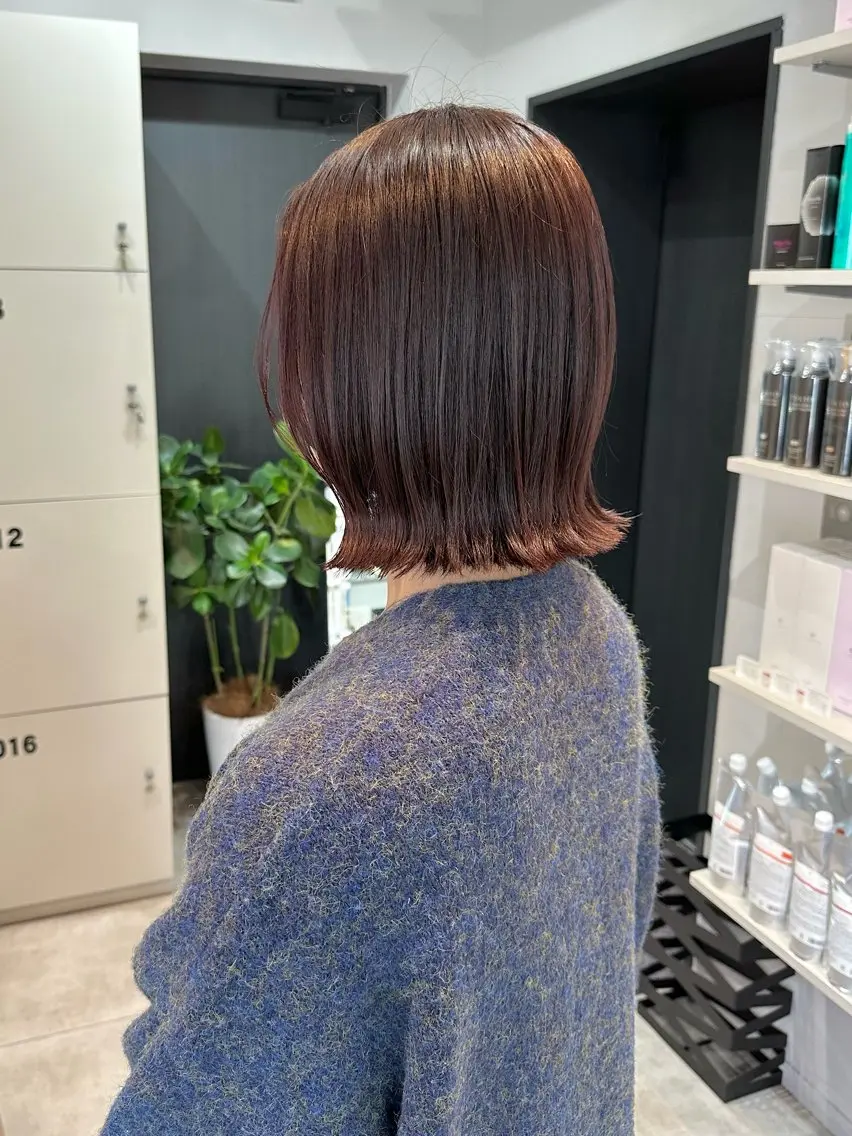 ミディアム カラー カット ヘアカラー トリートメント 透明感カラー/ボブ /佐藤伶のヘアスタイル