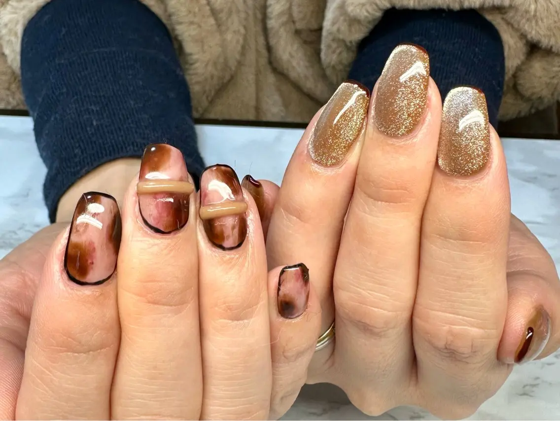 ネイル アートネイル フレンチネイル マグネットネイル マグネットフレンチ ワンカラーネイル Mai’s nailのネイルデザイン