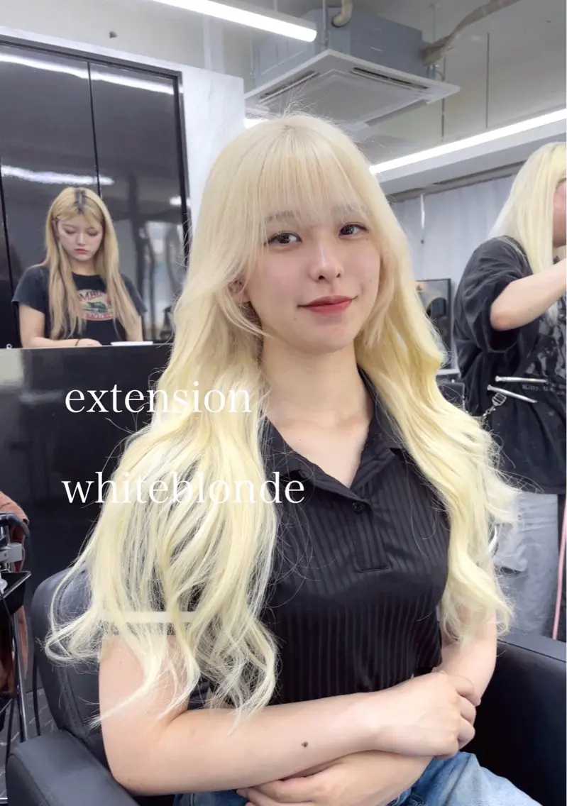 ロング カラー ブリーチ ケアブリーチ ヘアカラー エクステ エクステ🩵ブリーチ 韓国ヘア🩵KAEのヘアスタイル