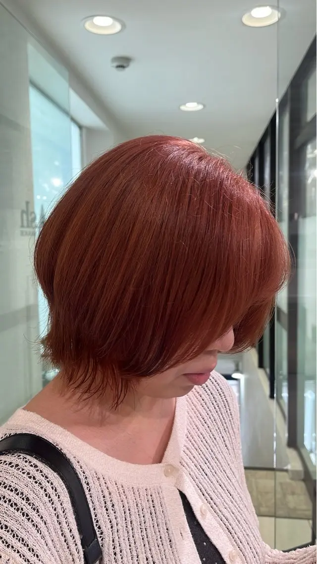 セミロング カラー 透明感カラー オレンジ カット ヘアカラー トリートメント ヘッドスパ 透明感【カラー支持率 No.1】リノ🪐のヘアスタイル