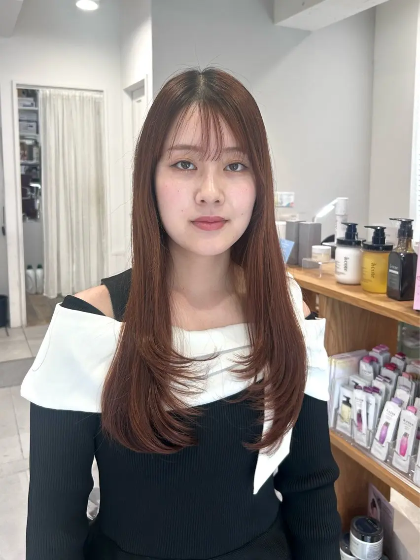 ロング カット 韓国ヘア ‎⟡.·KANA🐥のヘアスタイル