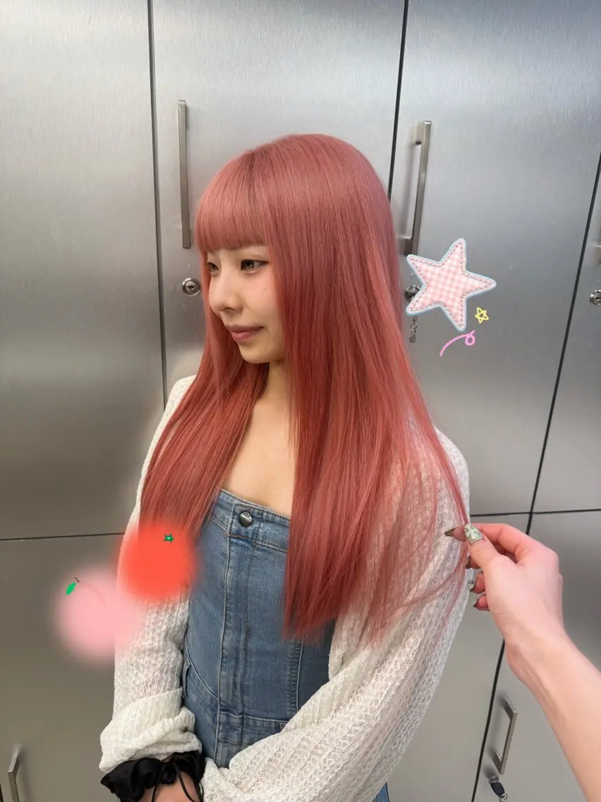ロング カラー ブリーチ オレンジ ピンクカラー ヘアカラー トリートメント 梅田/似合 わせ艶ハイトーン💘のヘアスタイル