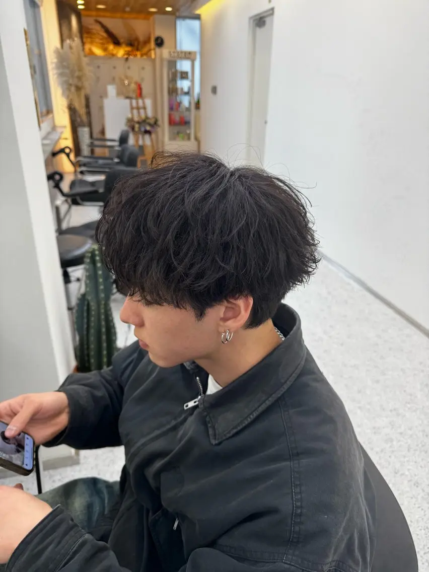 パーマ メンズ カット パーマ 小島 希星のヘアスタイル