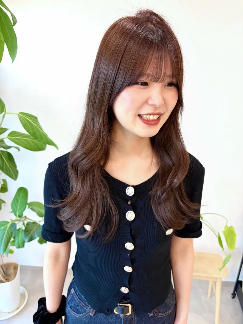 ミディアム カット ヘアカラー 前髪・顔周りカット☆ あらいみゆのヘアスタイル