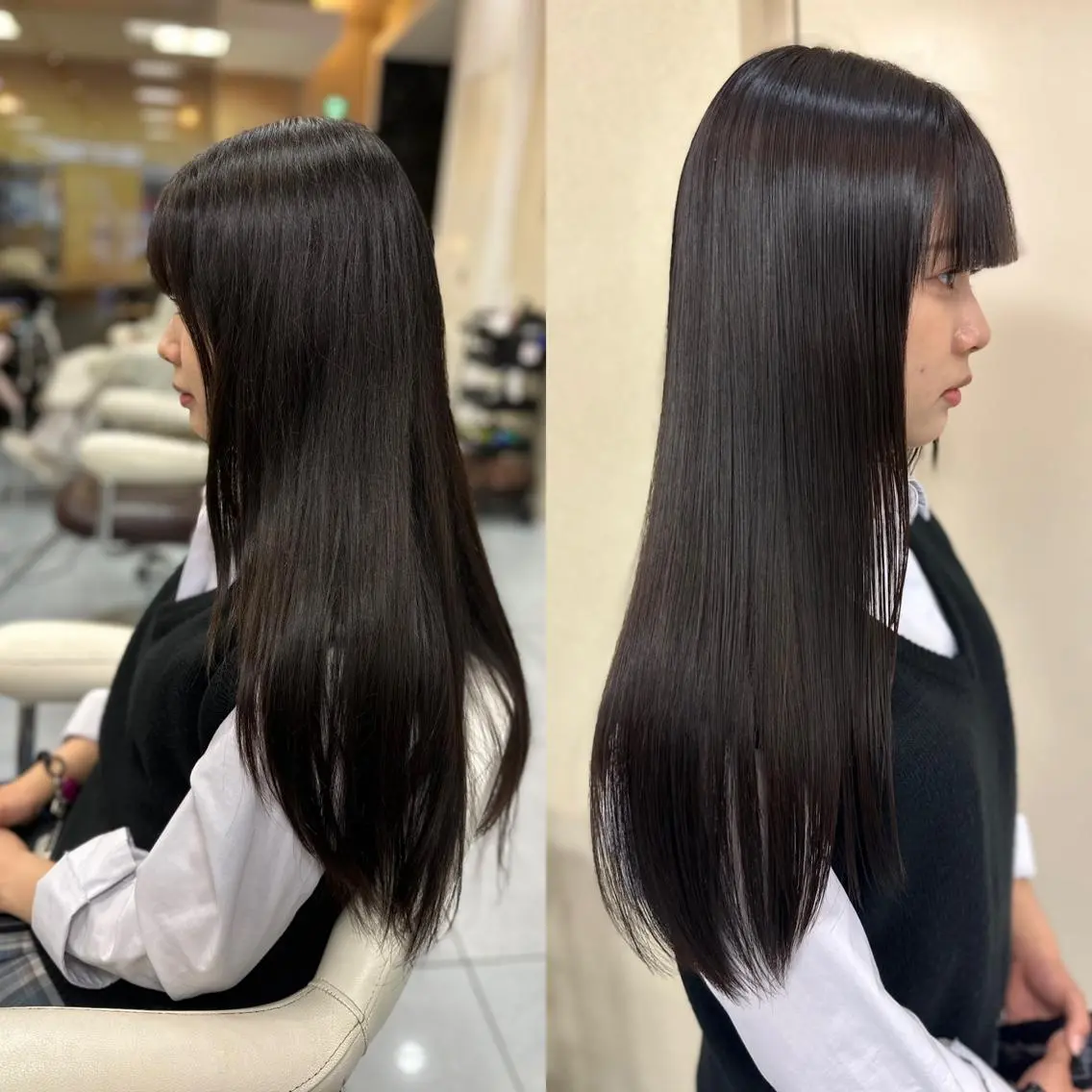 ロング パーマ 縮毛矯正 トリートメント 髪質改善/縮毛矯正 /レイヤーカット岡部のヘアスタイル