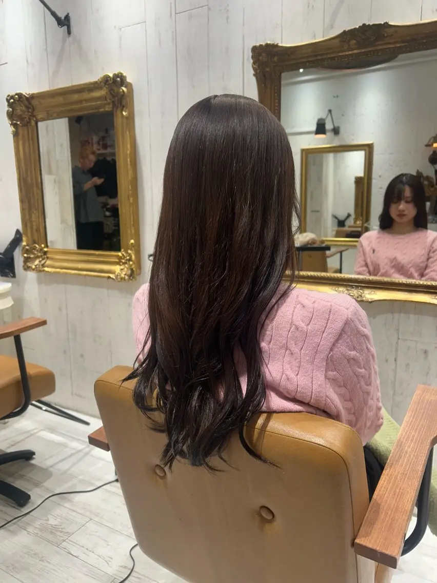 ロング カラー ブラウンカラー ヘアカラー re view 日和のヘアスタイル