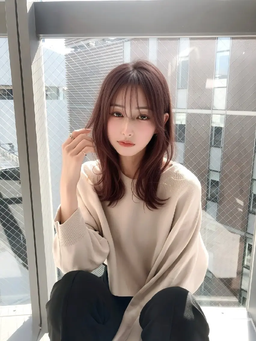 セミロング パーマ カラー 銀座デジパ×暖色艶髪 🍎ASUKAのヘアスタイル