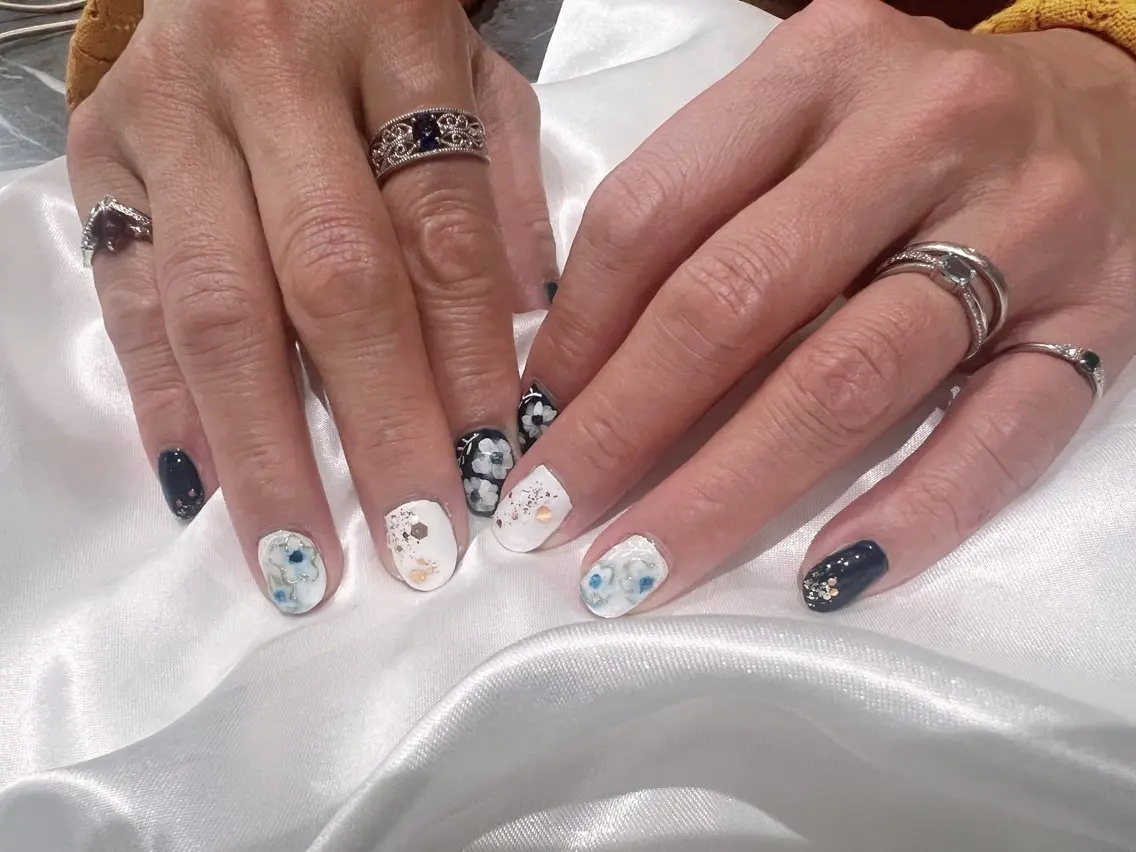 ネイル ブルー 春ネイル CARIS nailはづきのネイルデザイン