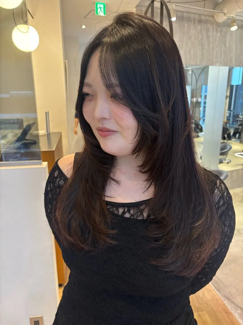 セミロング カット ヘアカラー トリートメント 西田  美侑/ 前髪・顔周りカットのヘアスタイル