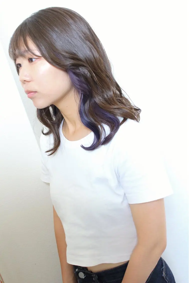 ミディアム カラー ブリーチ バイオレットカラー ヘアカラー 土居 正季のヘアスタイル