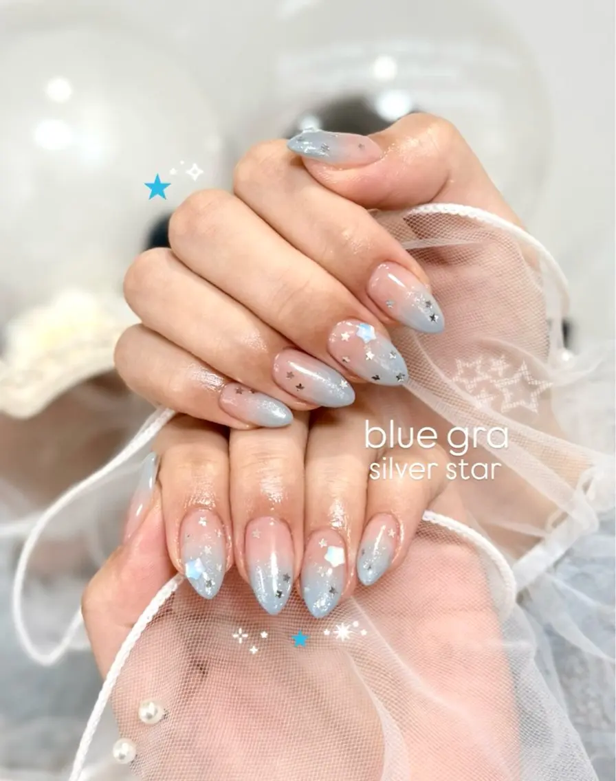 ネイル ドット フットネイル ガーリー グラデーション 氷ネイル・うるうるネイル ハンドネイル Blanche Ayaのネイルデザイン