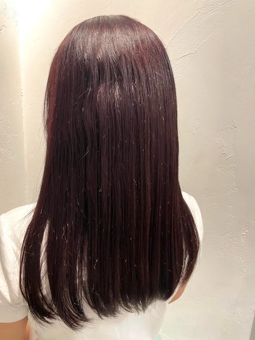 セミロング カラー ブリーチ ダブルカラー ブリーチなしカラー 縮毛矯正 🌙赤み消し/韓国/ 艶カラー/suwaのヘアスタイル