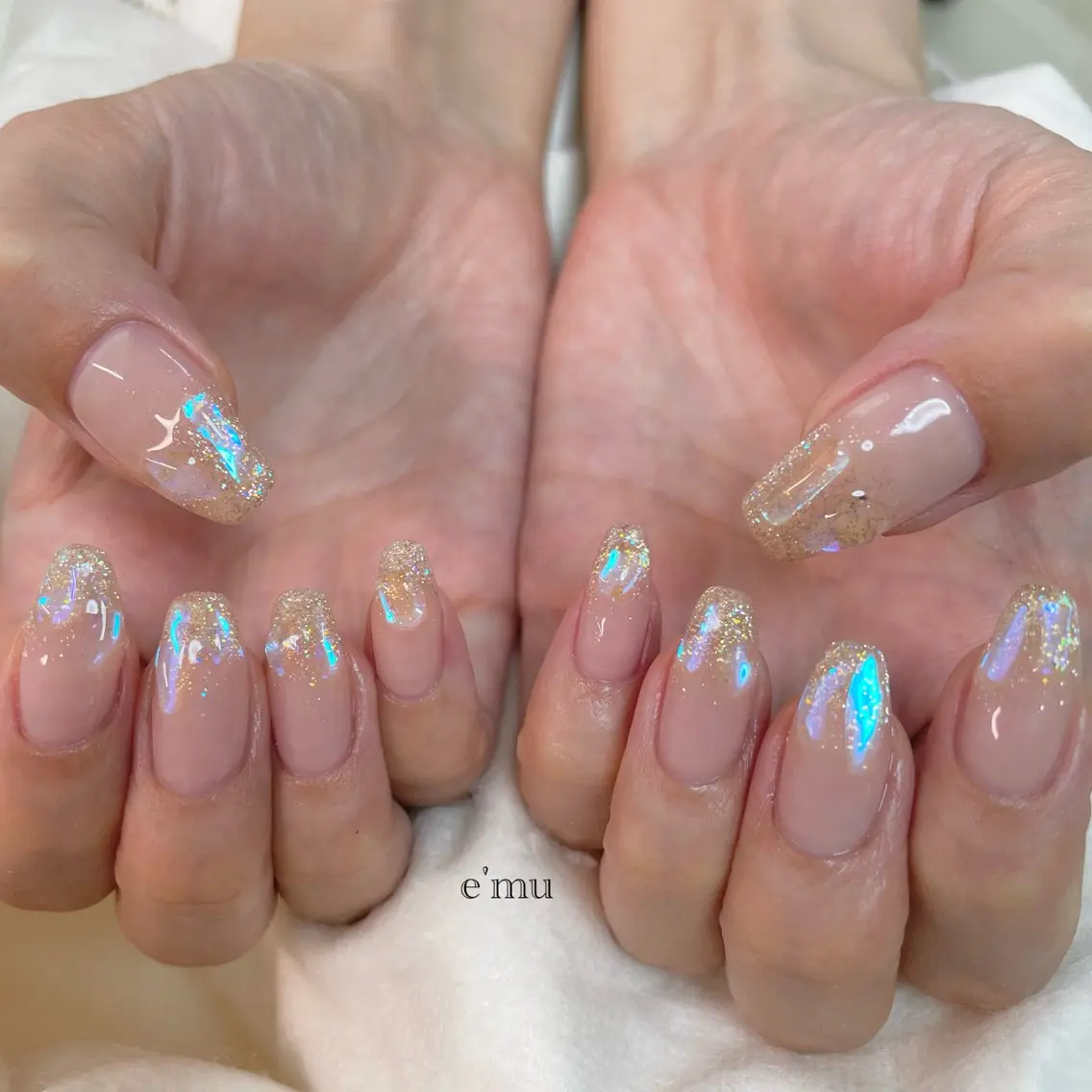 ネイル 氷ネイル・うるうるネイル ハンドネイル nail salon e'mu💐のネイルデザイン