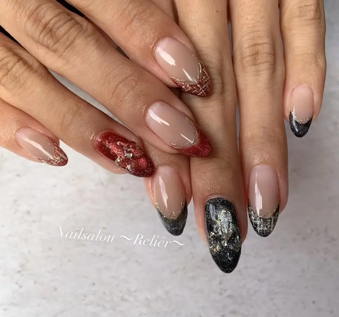 ネイル フレンチネイル ツイードネイル Nailsalon 〜Reliér〜のネイルデザイン