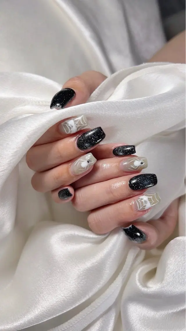 ネイル アートネイル ハロウィン キラキラネイル ラメ(グリッター) ロングネイル Sunset Nail 柏のネイルデザイン