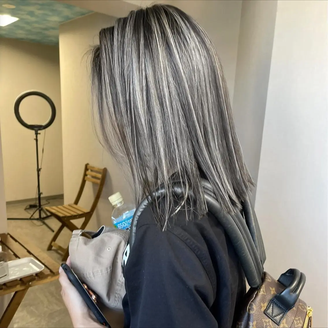 ミディアム カラー ハイライトカラー ボブ ハイライト ヘアカラー 松井那津子 /ハイライトブリーチのヘアスタイル