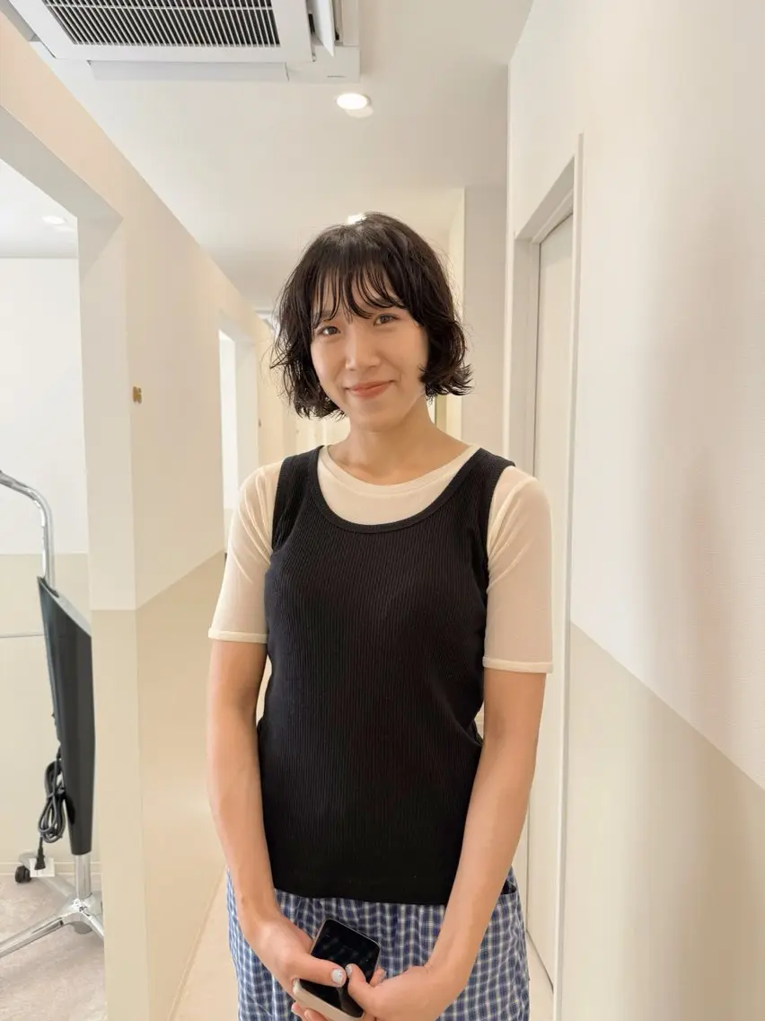 ショート パーマ ボブ レイヤーカット カット パーマ トリートメント パーマ/ボブ /藤木舜太のヘアスタイル