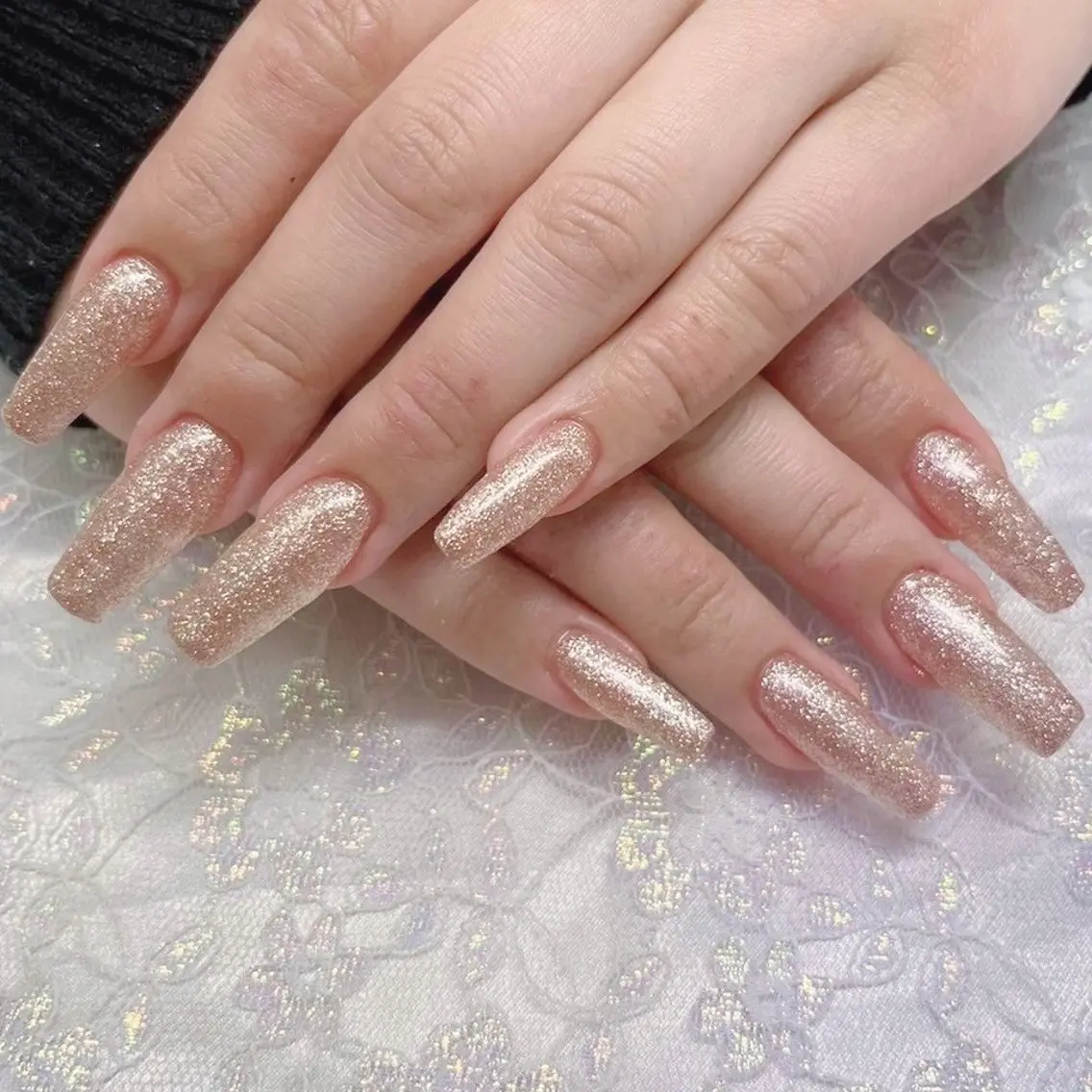 ネイル ジェルネイル ゴールド ラメ(グリッター) ロングネイル スカルプネイル ハンドネイル Nail lieNのネイルデザイン