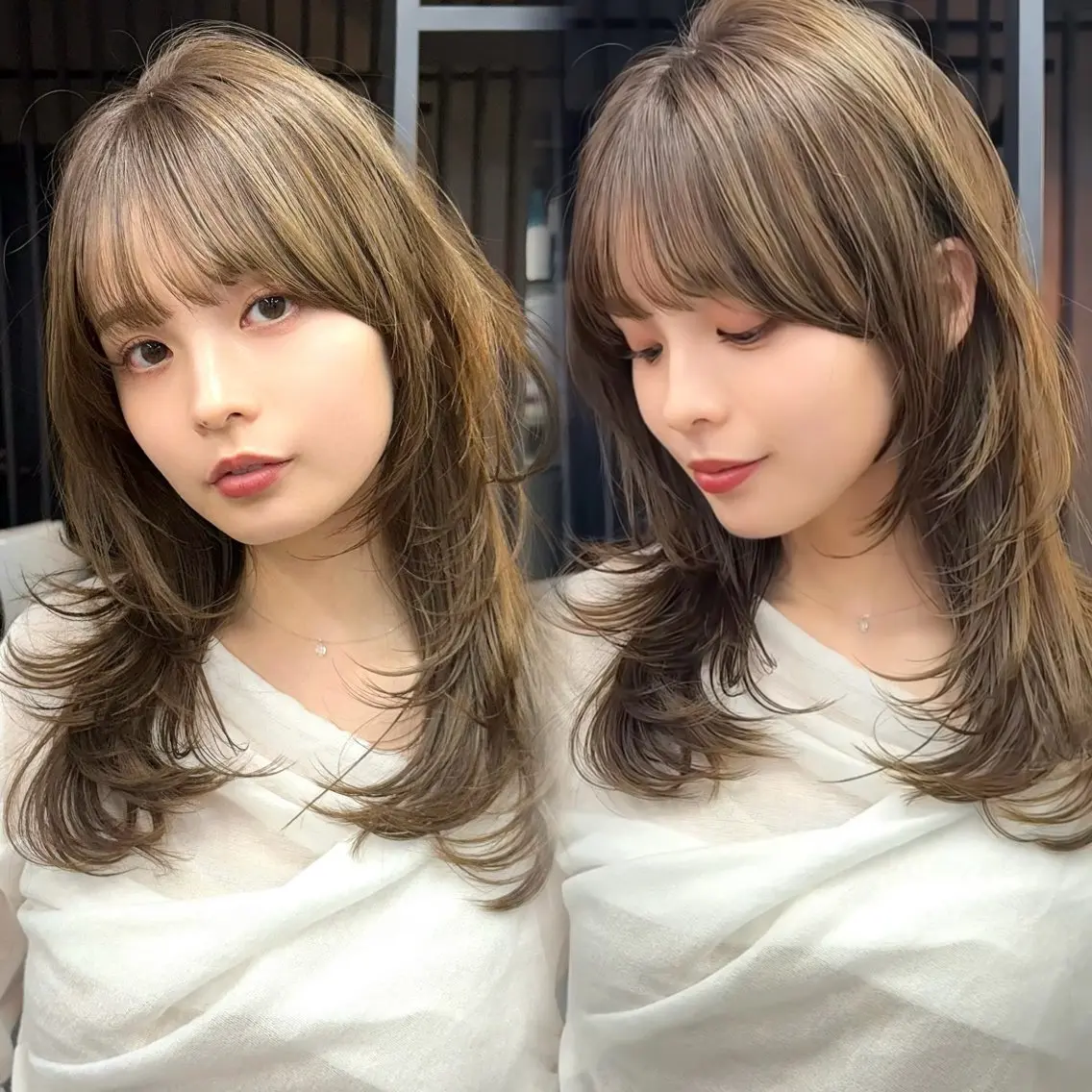 セミロング カラー カット ヘアカラー トリートメント 新宿/レイヤーカット 髪質改善/小顔見せのヘアスタイル