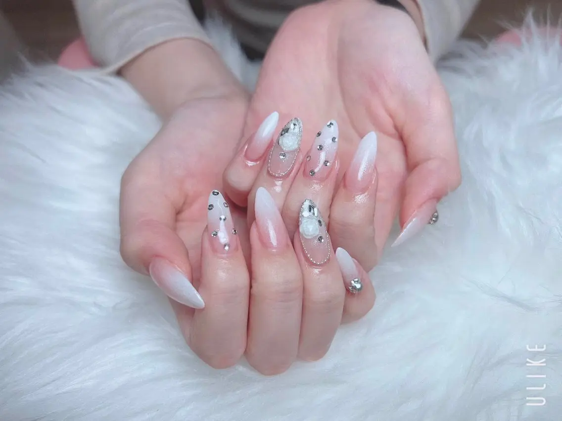 ネイル フレンチネイル 韓国ネイル 水色 マグネットネイル ニュアンスネイル ハンドネイル Hana Rose Nailのネイルデザイン