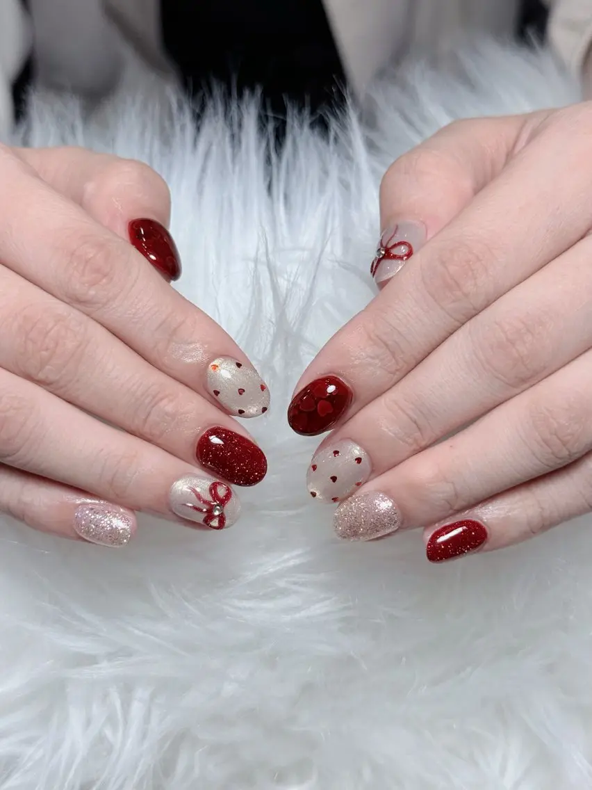 ネイル ボルドー チークネイル 長さ出し フレンチネイル ジェルネイル ハンドネイル VANI Belle Nailのネイルデザイン