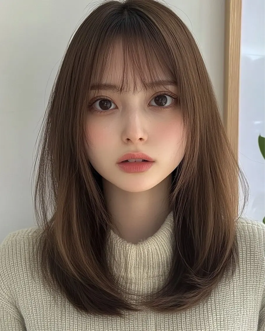 ミディアム カラー カット ヘアカラー トリートメント レイヤー×顔周 り×髪質改善/MIUのヘアスタイル