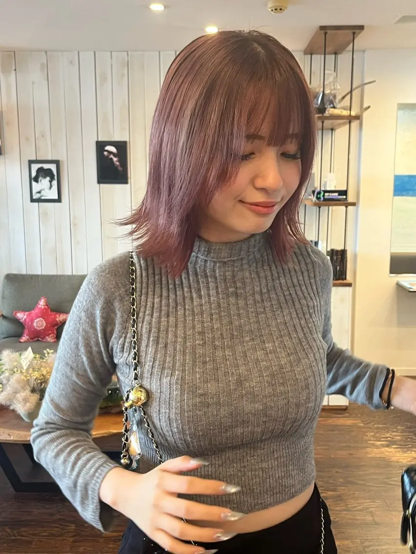 カラー ピンクカラー ヘアカラー 福井 大翔のヘアスタイル